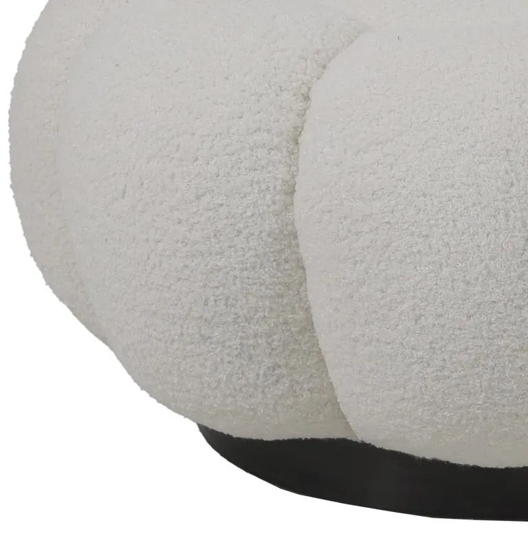 Σκαμπό Nester μπουκλέ ύφασμα σε λευκή απόχρωση Φ60x31εκ 61x61x32.5 εκ.