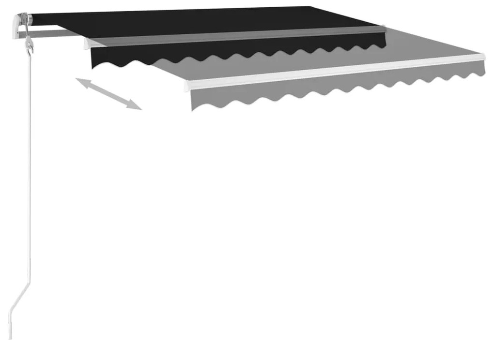 vidaXL Τέντα Συρόμενη Χειροκίνητη με Στύλους Ανθρακί 3 x 2,5 μ.