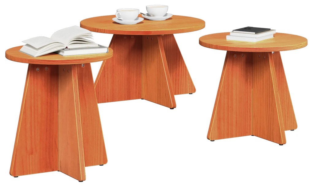 vidaXL Τραπεζάκι σαλονιού 3 pcs Καφέ κεριού 49 x 49 x 30 εκ.
