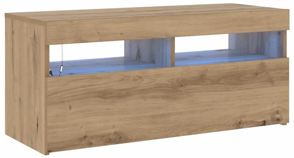 vidaXL Έπιπλο Τηλεόρασης με LED Αρτισιανή Δρυς 90x35x40 εκ Επεξ.Ξύλο