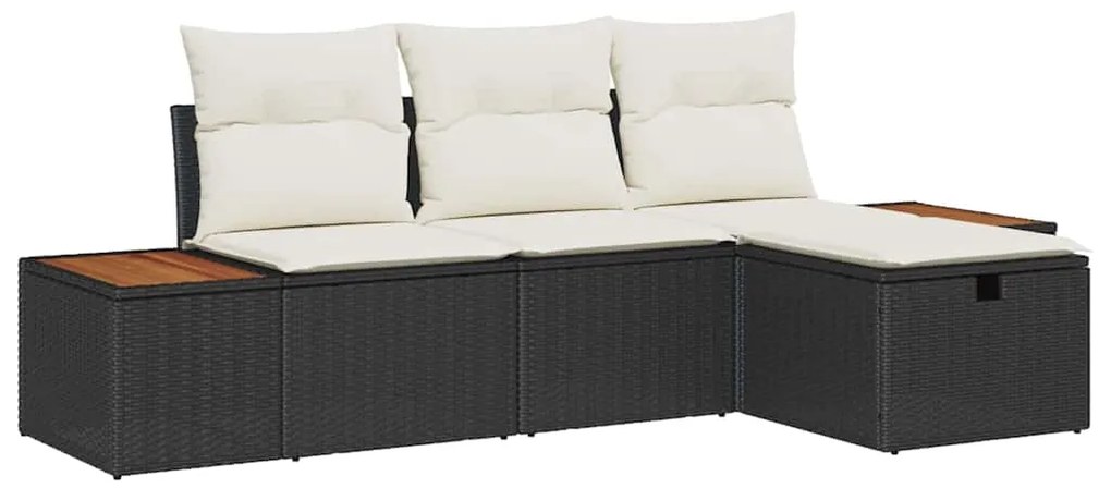 vidaXL Σετ Καναπέ Κήπου με μαξιλάρι 4 pcs Μαύρο Πολυ ράταν