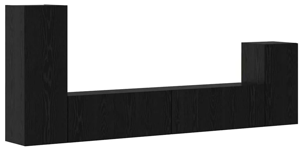 vidaXL Τηλεοπτική Κάβα Τοίχου 3 pcs Μαύρη Οξυά Επεξεργασμένο ξύλο