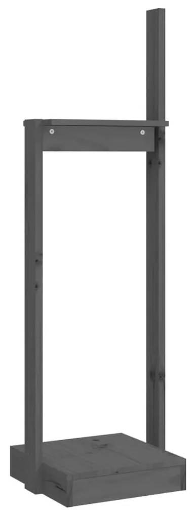 vidaXL Ξυλοθήκη Γκρι 33,5 x 30 x 110 εκ. από Μασίφ Ξύλο Πεύκου