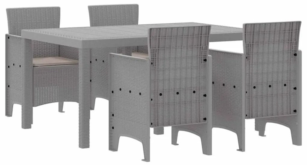 vidaXL Σέτ φαγητού για κήπο 5 pcs Ανοιχτό γκρι Rattan Polt