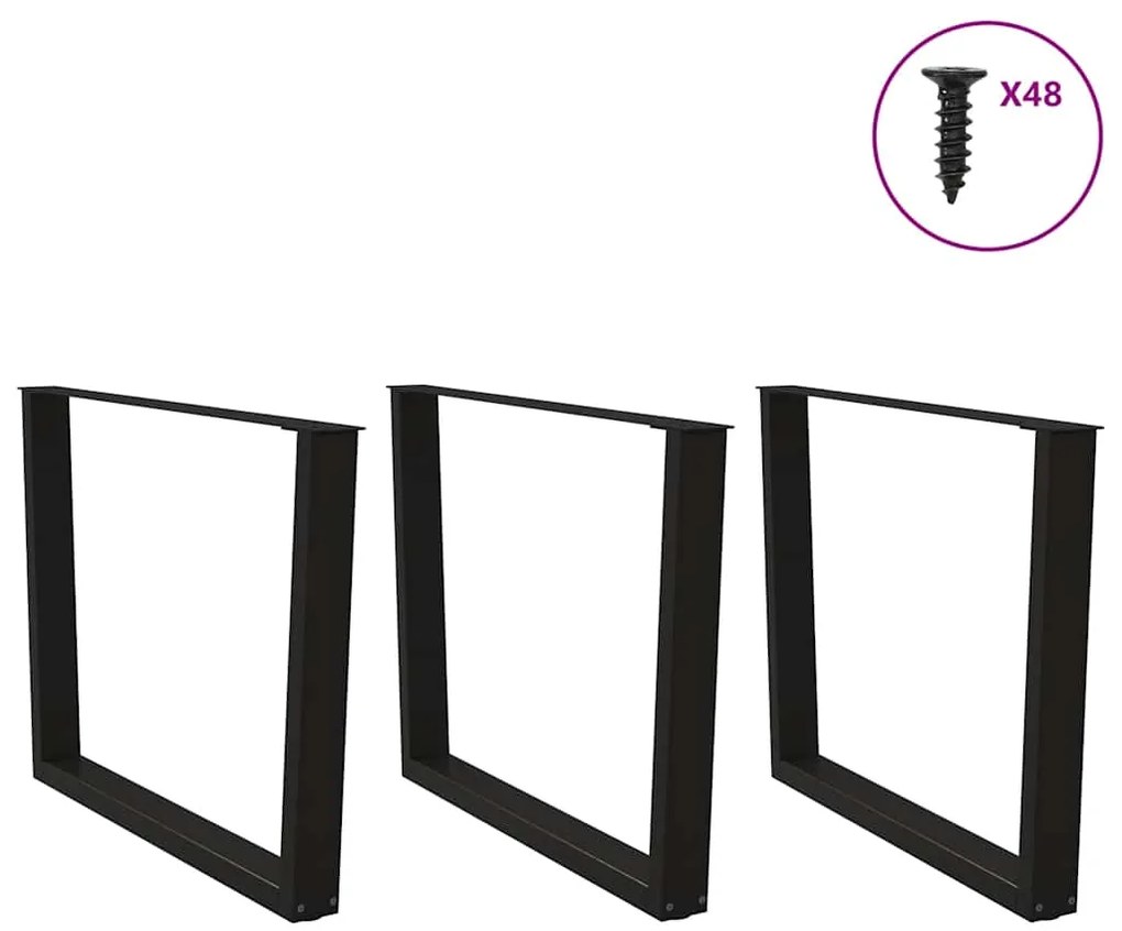 vidaXL Πόδια Τραπεζαρίας Σχήματος V 3 τεμ. Μαύρο 100x (72-73,3) εκ. Ατσάλι