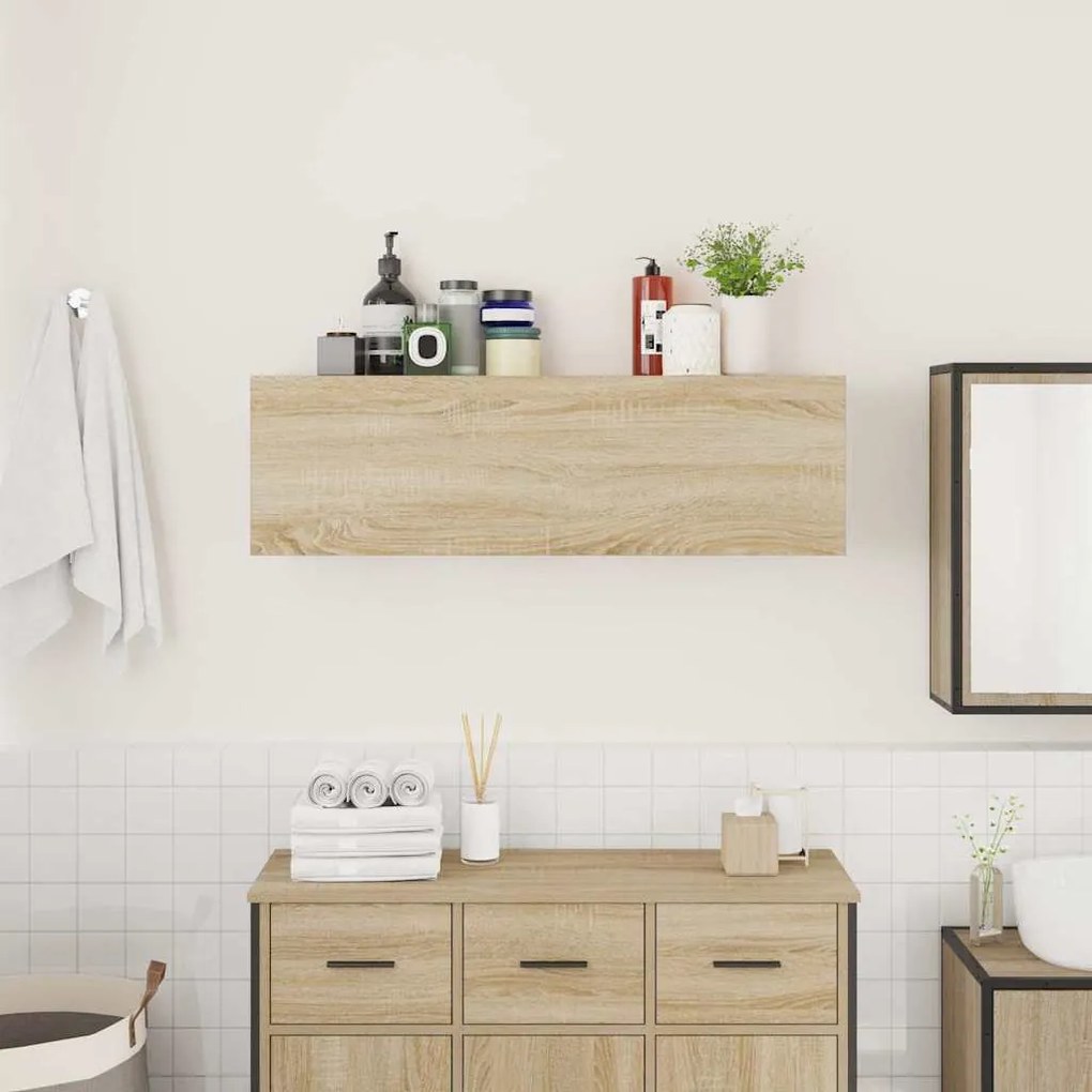 vidaXL Ντουλάπι τοίχου μπάνιου Sonoma Oak 100x25x30 cm