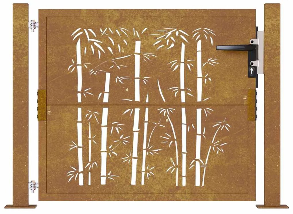 vidaXL Πόρτα Κήπου από Μπαμπού με Σχέδιο Ατσάλι Corten 100x75 εκ.