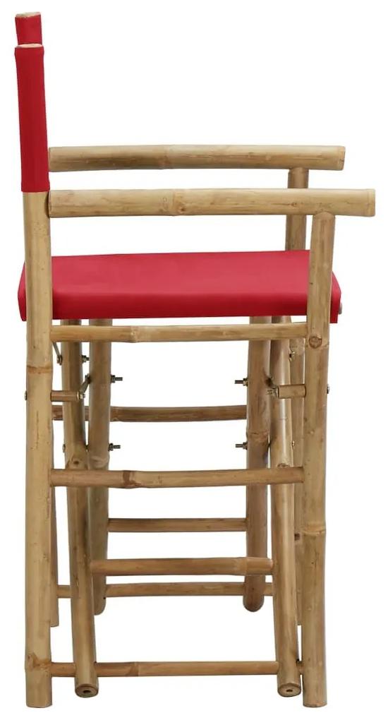Καρέκλες Σκηνοθέτη Πτυσσόμενες 2 τεμ. Κόκκινες Μπαμπού / Ύφασμα - Κόκκινο