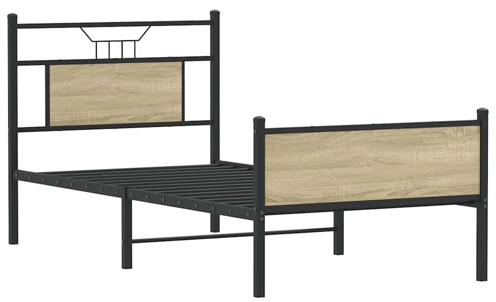 vidaXL Πλαίσιο Κρεβ. Χωρ. Στρώμα Sonoma Δρυς 90x200 εκ. Επεξ. Ξύλο