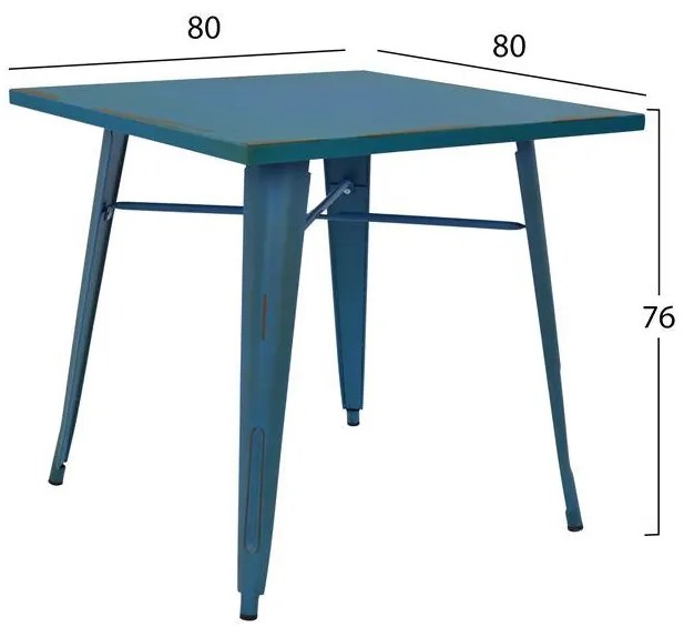 ΤΡΑΠΕΖΙ ΜΕΤΑΛΛΙΚΟ ΣΕ ΧΡΩΜΑ ΜΠΛΕ ΠΑΤΙΝΑ  80X80X76