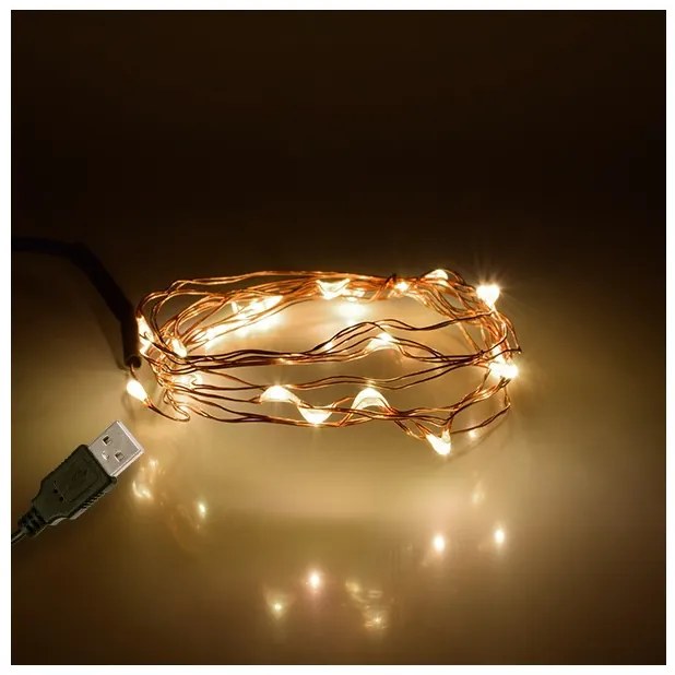 Διακοσμητική Γιρλάντα 2m 20 LED USB 1.2W 3000K Χάλκινο 79720 Globostar 79720 Χάλκινο