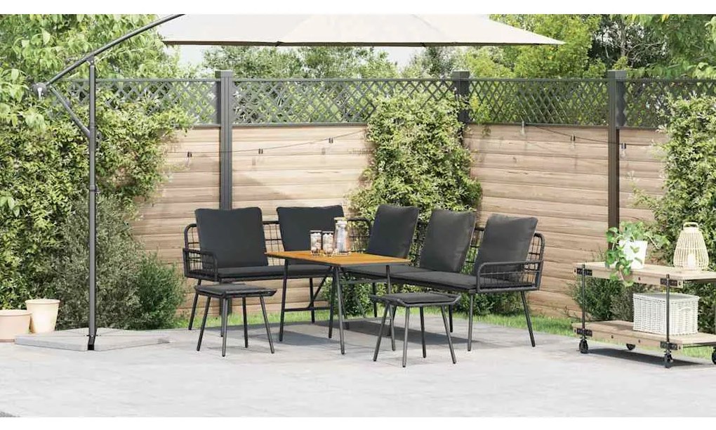 vidaXL Σετ Καναπέ Κήπου 4 pcs Μαύρο συνθετικό ρατάν