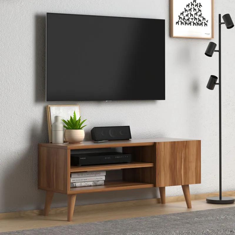 Έπιπλο τηλεόρασης Porto Megapap από μελαμίνη χρώμα καρυδί 90x32x42εκ. - Μελαμίνη - GP022-0024,1