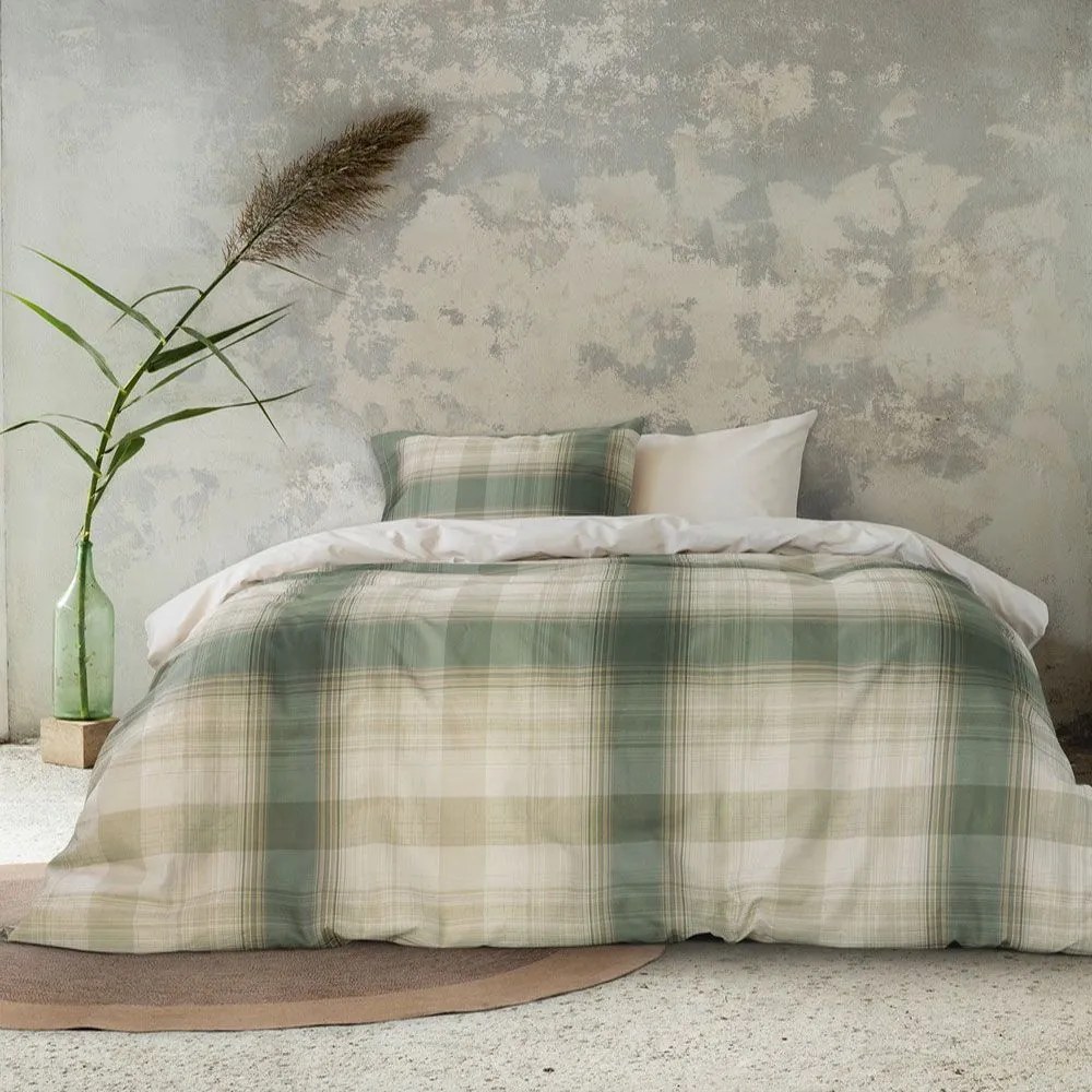 Σεντόνια Naive (Σετ 3τμχ) Green-Beige Nima Μονό 170x260cm 100% Βαμβάκι