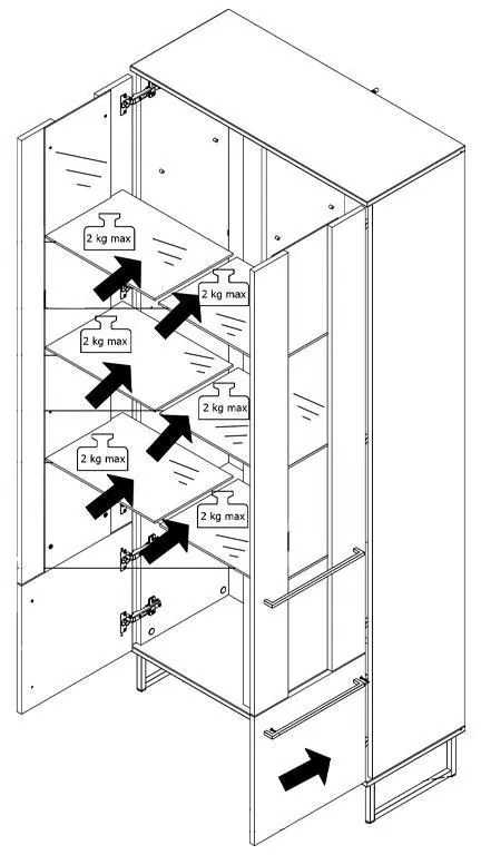Βιτρίνα Sardinia 2K VS2 Artisan Oak - Μαύρο 84.5x35x193.5 εκ. 84.5x35x193.5 εκ.