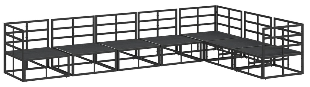vidaXL Σετ Καναπέ Κήπου με μαξιλάρι 7 pcs Μαύρο Αλουμίνιο