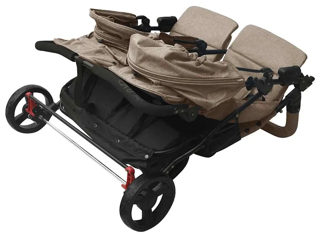 vidaXL Καρότσι Διδύμων Taupe Ατσάλινο