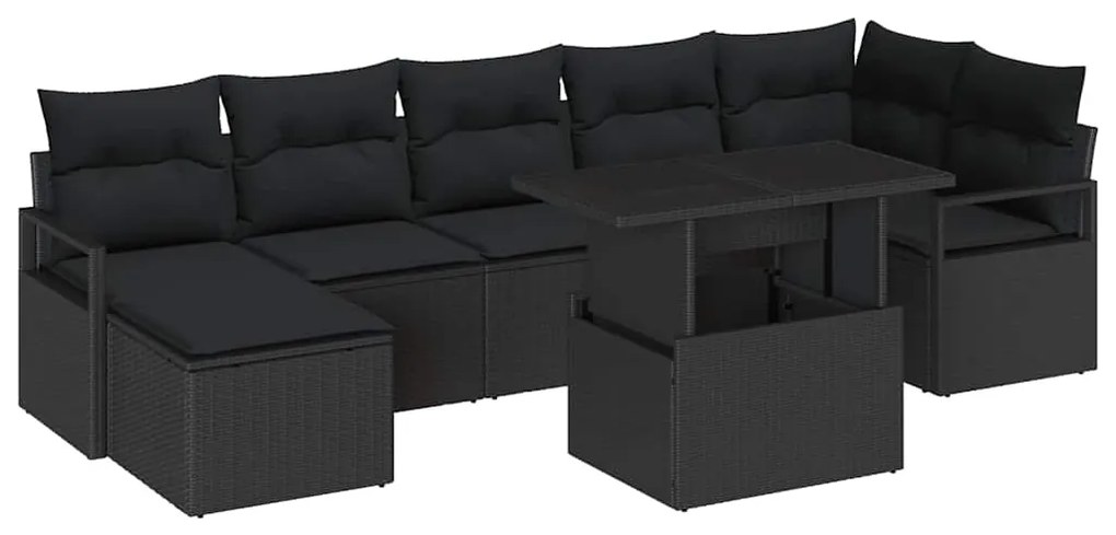 vidaXL Σετ Καναπέ Κήπου με μαξιλάρι 8 pcs Μαύρο