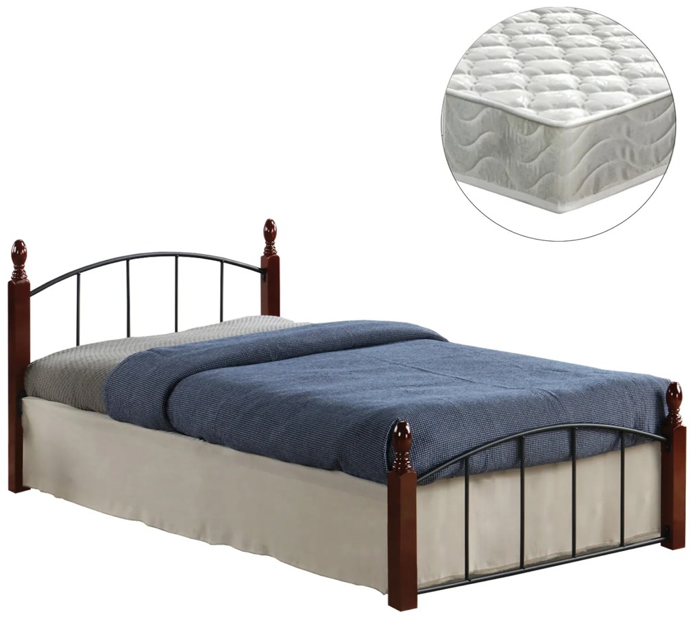 ΚΡΕΒΑΤΙ ΜΟΝΟ &amp; ΣΤΡΩΜΑ MAKAI HM21330 ΜΕΤΑΛΛΟ &amp; ΞΥΛΟ ΣΕ ΚΑΡΥΔΙ--ΣΤΡΩΜΑ 90x190εκ