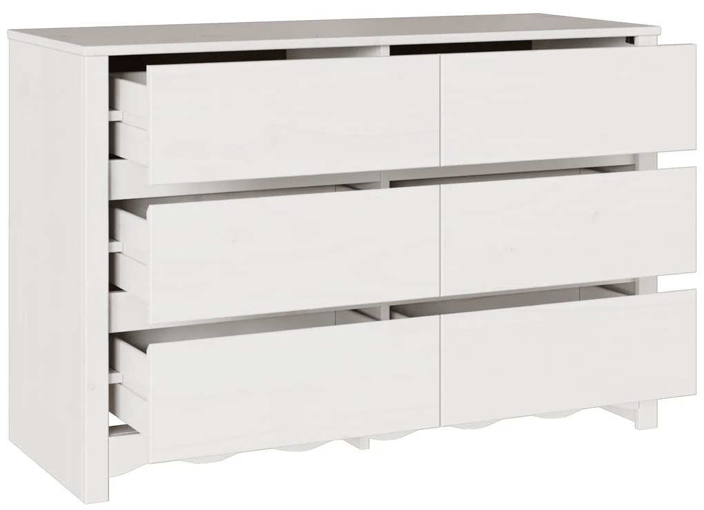 vidaXL Συρταριοθήκη Λευκό 111 x 43 x 73.5 εκ. Μασίφ ξύλο πεύκου