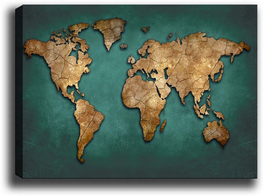 ΠΙΝΑΚΑΣ ΚΑΜΒΑΣ WORLD MAP HM7197.01 100X3X70 εκ.