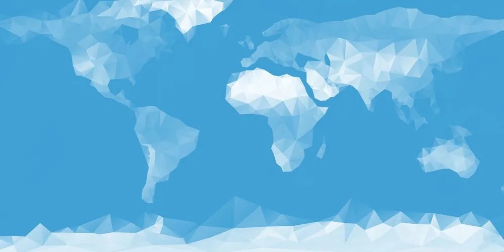 Εικόνα στον παγκόσμιο χάρτη φελλού σε πολυγωνικό στυλ - 100x50  flags
