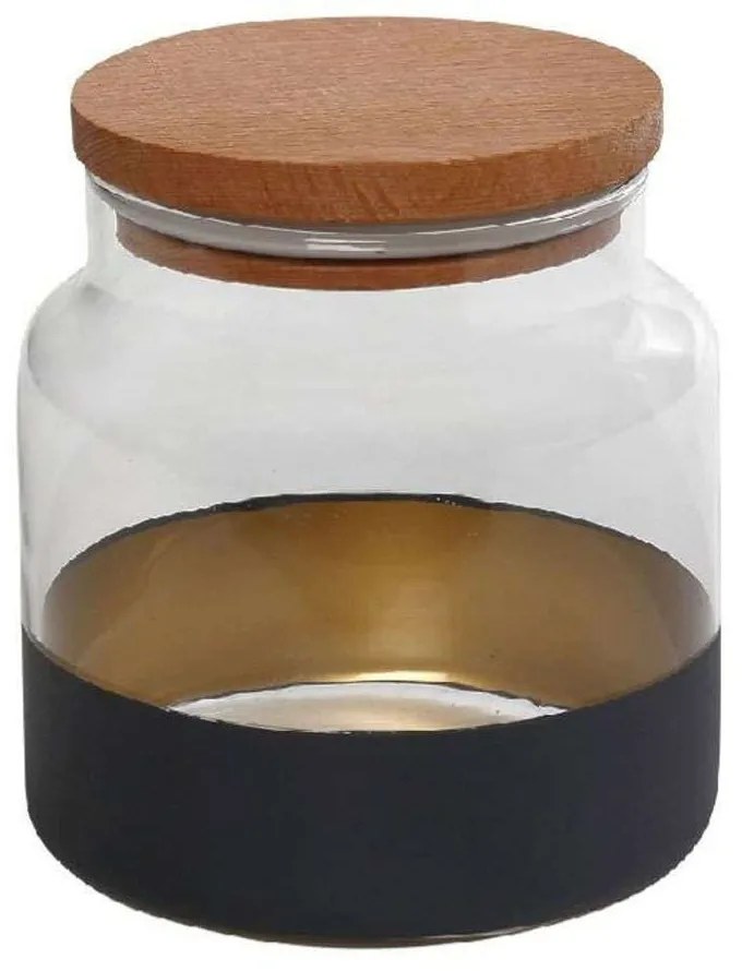 Βάζο Αποθήκευσης Με Καπάκι Alfa RAB643 635ml Φ10x11cm Blue-Gold Espiel Wood, Glass