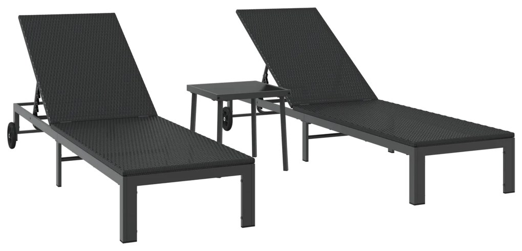 vidaXL Ήλιο-κρεβάτι 2 pcs Μαύρο 40 x 39 x 40.5εκ συνθετικό ρατάν