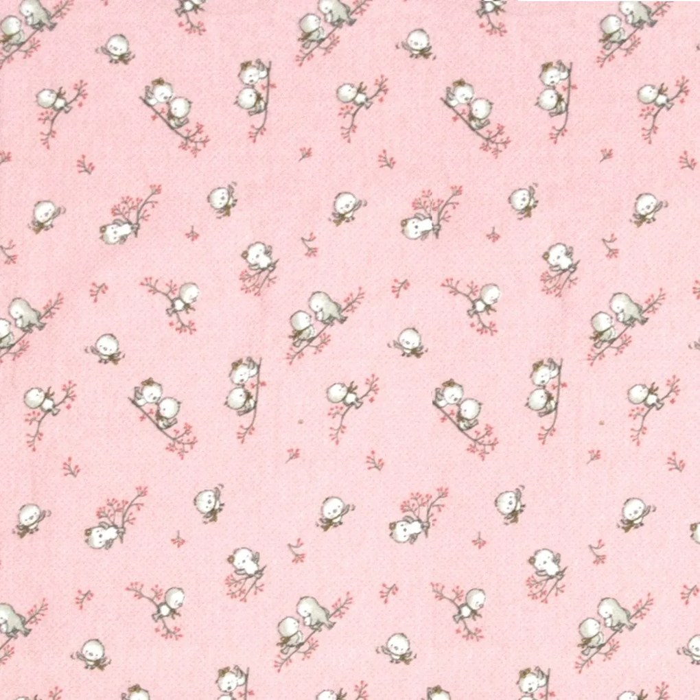 Πάνα Χασές Φανελένια Μπεμπέ 80x80εκ. Birds 15 Pink Dimcol