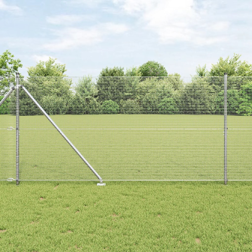 vidaXL Welded Wire Fence με 13 Πάσσαλους με Ακίδες 1.2 x 50 μ Γαλβανισμένος Χάλυβας