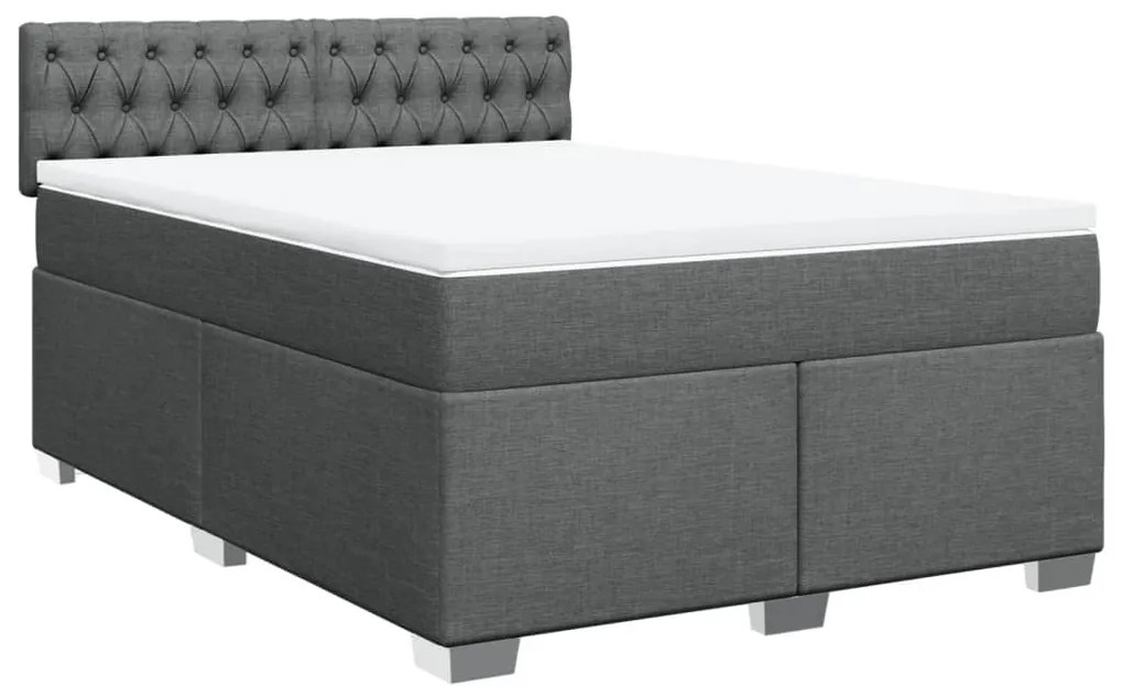 vidaXL Κρεβάτι Boxspring με Στρώμα Σκούρο Γκρι 160x200 εκ Υφασμάτινο