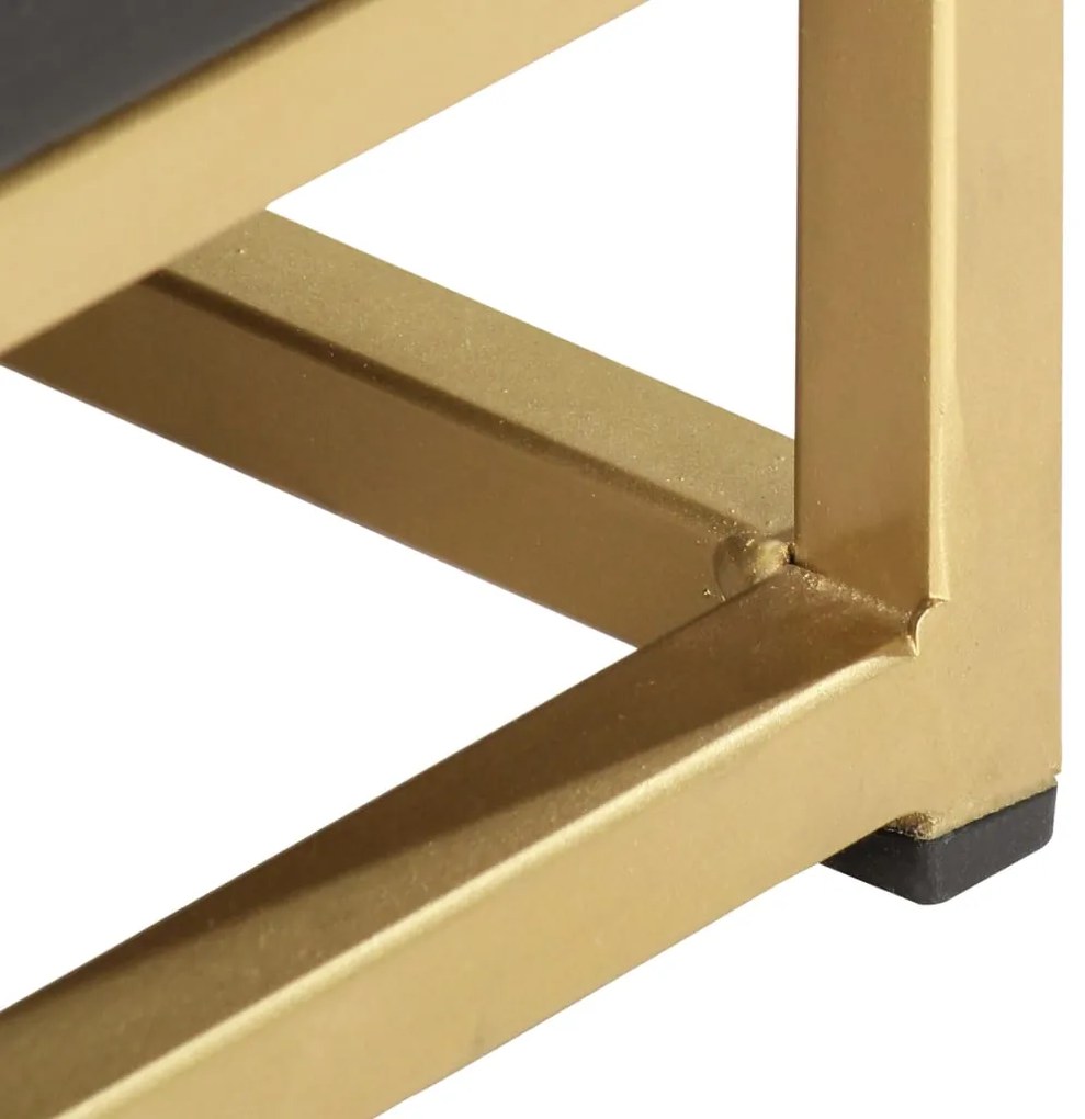 vidaXL Κομοδίνο Μαύρο / Χρυσό 40 x 30 x 50 εκ. από Μασίφ Ξύλο Μάνγκο