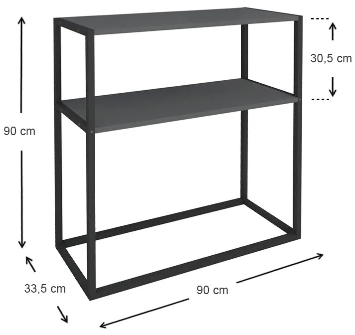 Κονσόλα Castel Megapap μεταλλική - μελαμίνης χρώμα μαύρο - ανθρακί 90x33,5x90εκ.