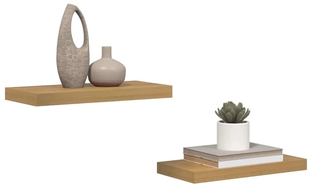 vidaXL Ράφι Τοίχου 2 pcs Καφέ 50 x 23 x 4 εκ. Επεξεργασμένο ξύλο