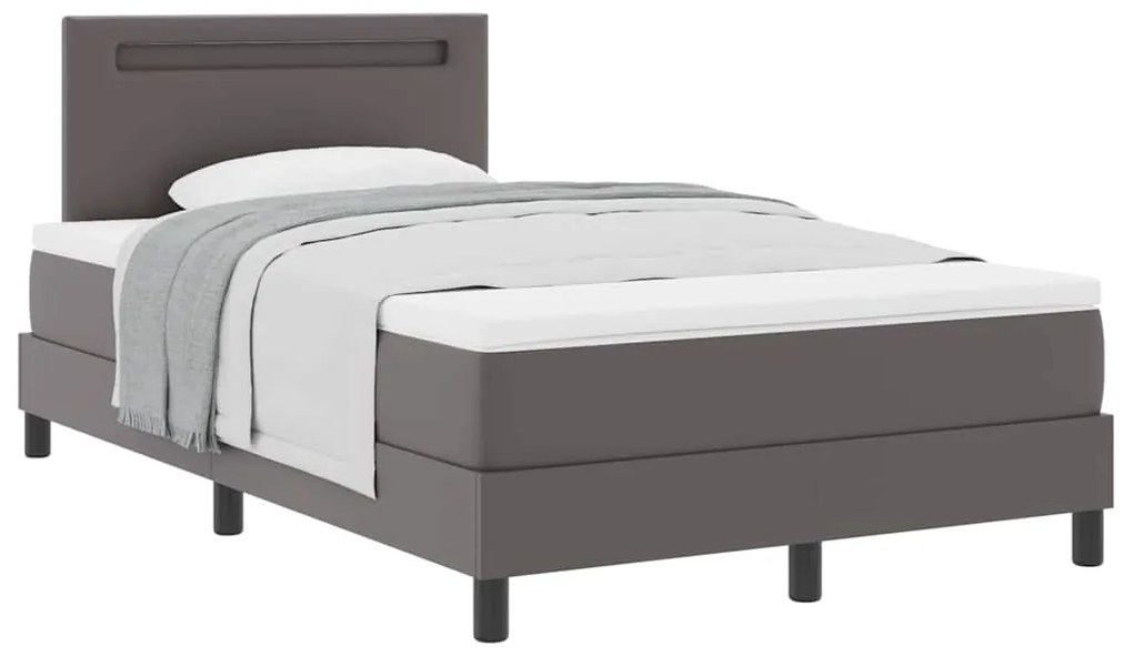 vidaXL Σκελετός κρεβατιού με στρώμα Γκρι 120 x 200 cm Τεχνητό δέρμα
