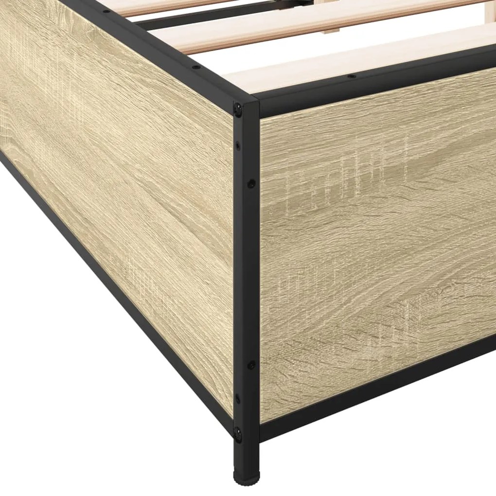 vidaXL Πλαίσιο Κρεβατιού Sonoma Δρυς 120x190 εκ. Επεξ. Ξύλο &amp; Μέταλλο