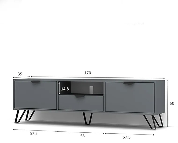 ΕΠΙΠΛΟ ΤΗΛΕΟΡΑΣΗΣ JASMINE MEGAPAP ΧΡΩΜΑ ΓΚΡΙ 170X35X50ΕΚ.