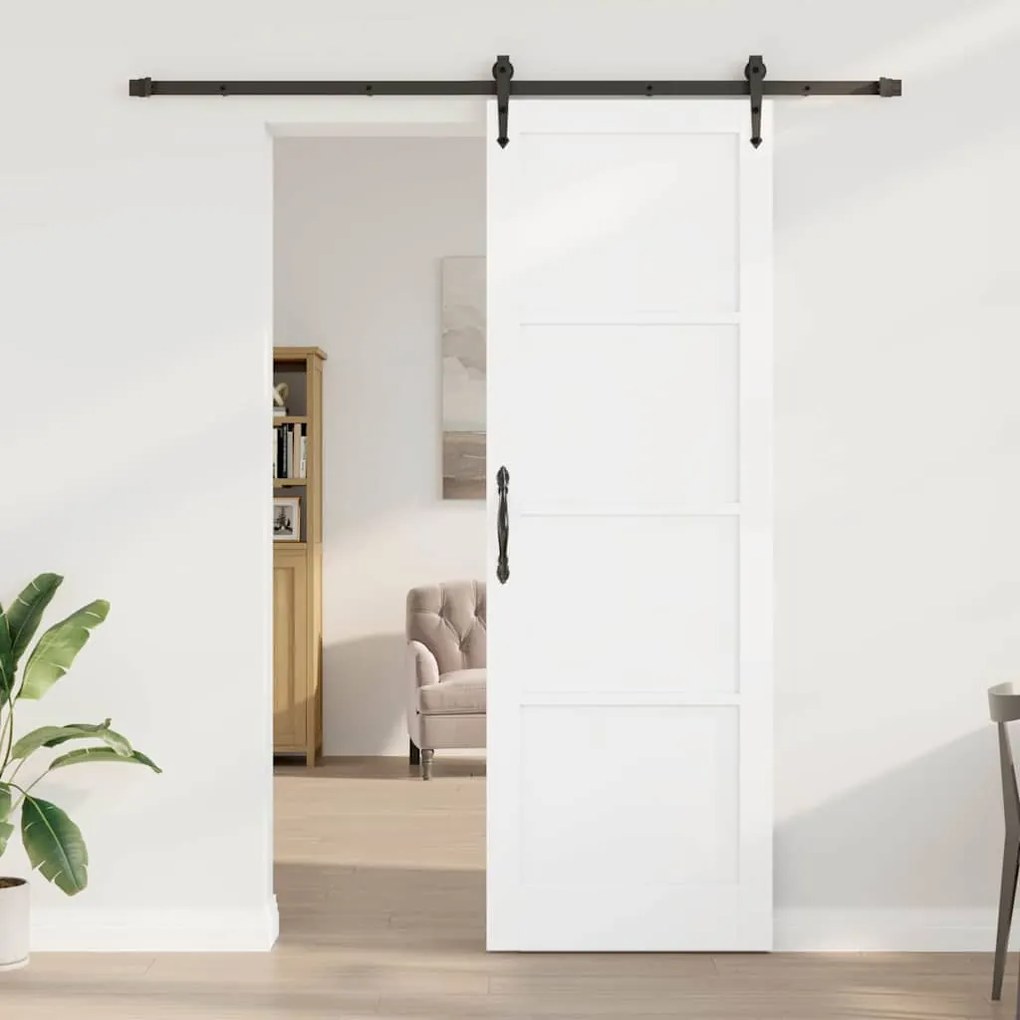 vidaXL Συρόμενη Πόρτα Χειροκίνητος Λευκό 78 x 232 cm Μασίφ ξύλο πεύκου