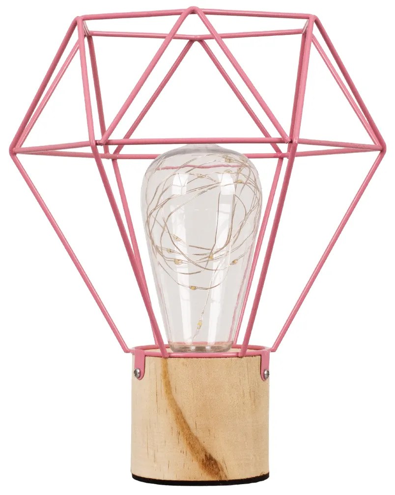 GloboStar® ANTLER 01442 Μοντέρνο Επιτραπέζιο Φωτιστικό Γραφείου LED USB DC 5V Μονόφωτο Μεταλλικό Ροζ με Ξύλινη Βάση Θερμό Λευκό 3000K Φ19 x Μ19 x Π19 x Υ23cm