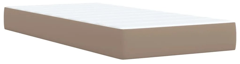 vidaXL Κρεβάτι Boxspring με Στρώμα Καπουτσίνο 90x200εκ.από Συνθ. Δέρμα