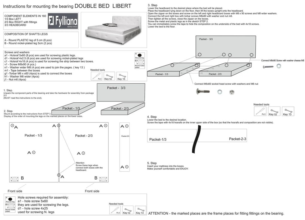 Κρεβάτι με Πάτωμα Libert Fylliana Μπέζ 220x170x110 εκ.