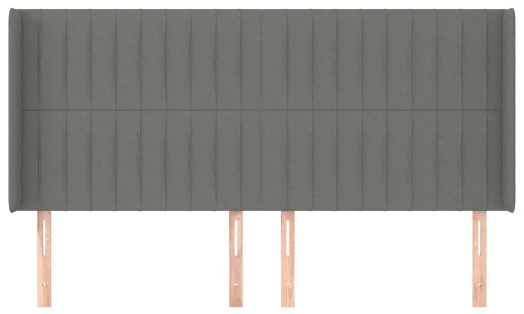 Κεφαλάρι με Πτερύγια Σκούρο Γκρι 183x16x118/128 εκ. Υφασμάτινο 3119833