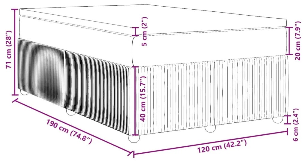 ΚΡΕΒΑΤΙ BOXSPRING ΜΕ ΣΤΡΩΜΑ ΣΚΟΥΡΟ ΜΠΛΕ 120X190 ΕΚ. ΒΕΛΟΥΔΙΝΟ 3285630