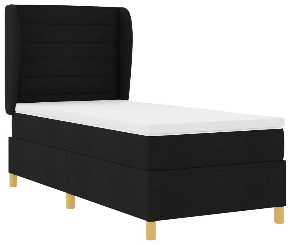 vidaXL Κρεβάτι με Στρώμα Μαύρο 80x200 cm Υφασμάτινο