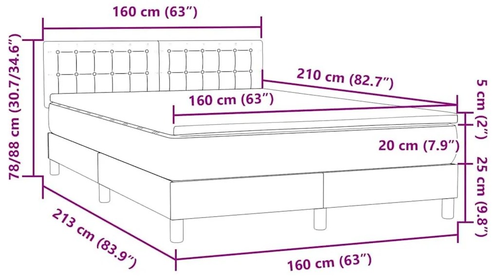 Κρεβάτι Boxspring με Στρώμα Μαύρο 160x210 εκ. Βελούδινο - Μαύρο