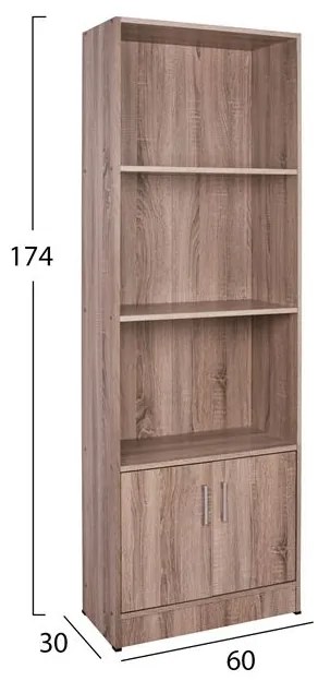 ΒΙΒΛΙΟΘΗΚΗ ΜΕΛΑΜΙΝΗΣ HAYDEN HM2269.02 ΣΕ ΧΡΩΜΑ SONAMA 60x30x174Υεκ.