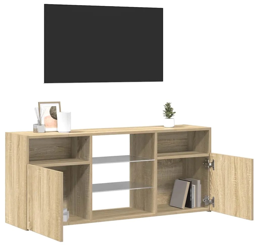 vidaXL Έπιπλο Τηλεόρασης με LED Sonoma Δρυς 120x30x50 εκ.