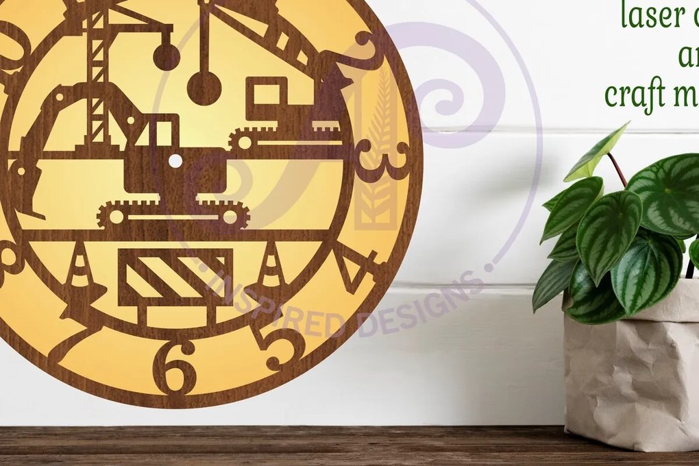 Intra απο ξύλο plywood 3mm-4mm πάχος - Πρότυπο ρολογιού τοίχου για οχήματα κατασκευών Δίασταση 30x20 cm INTRAFABR-88011910