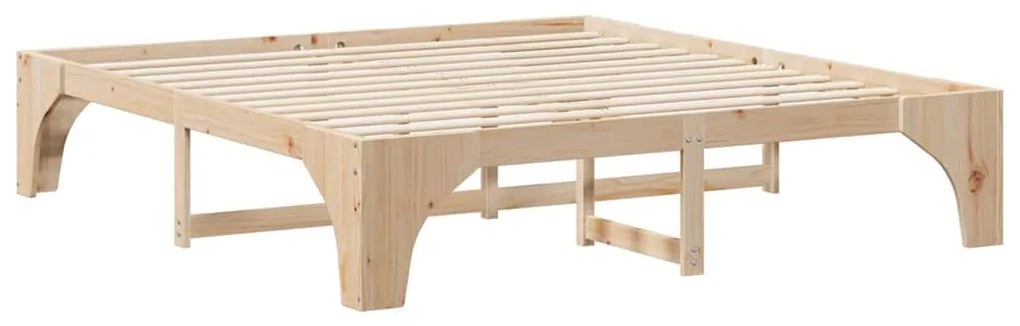 vidaXL Κρεβάτι δαπέδου Καφέ 200 x 200 cm Μασίφ ξύλο πεύκου