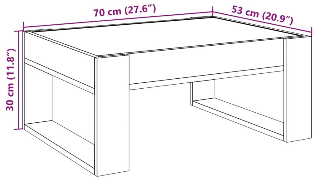 Τραπεζάκι Σαλονιού Άπειρο Φως LED Γκρι Sonoma 70x53x30 εκ. - Γκρι